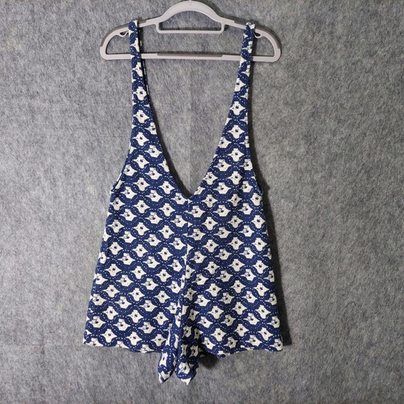 Zara Trafaluc Pants - Zara Trafaluc Romper S Deep V Neck Sleeveless Knit Pinafore Mod Retro Hippie